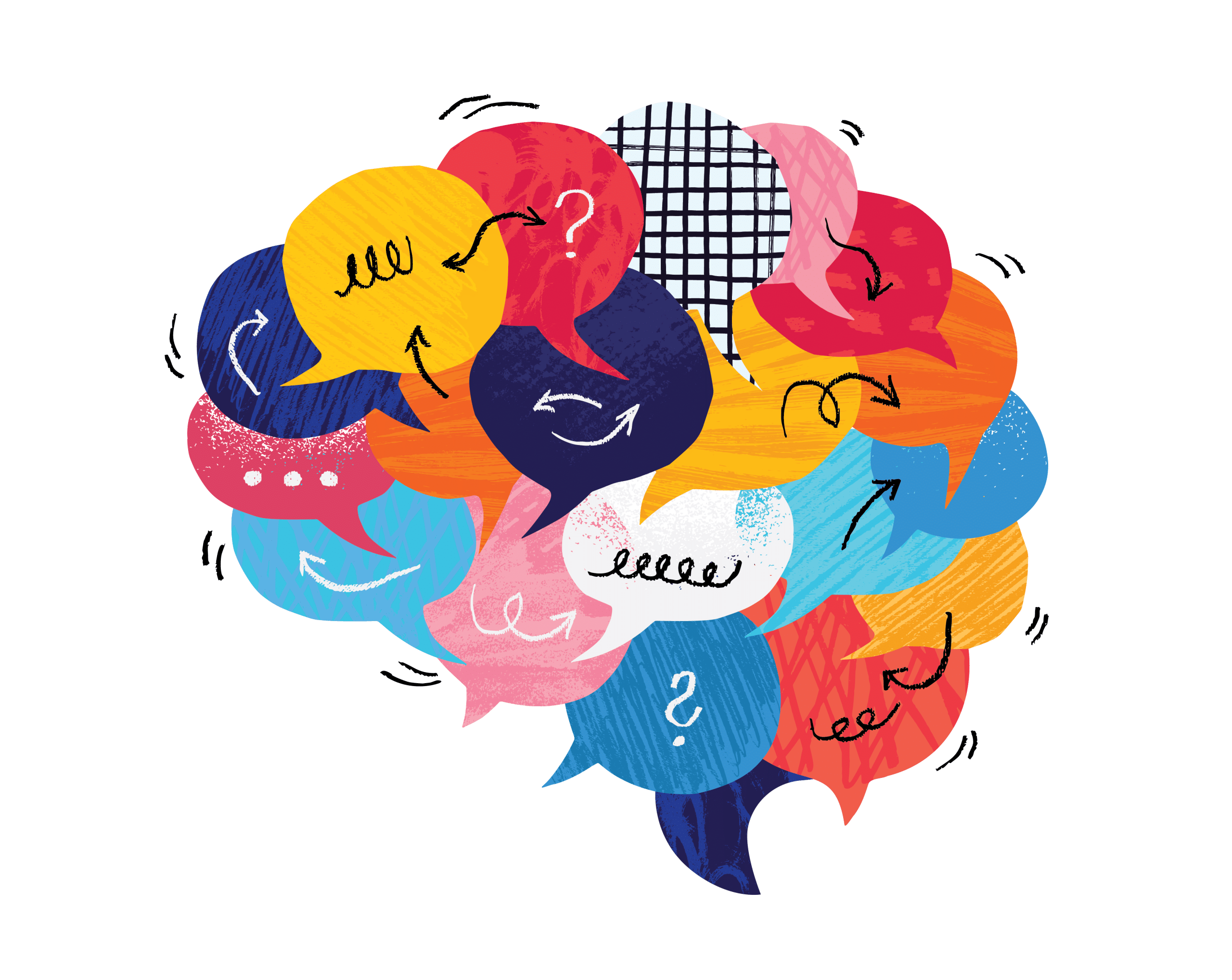 Dimension of creativity concept: conversation bubbles form a human brain.