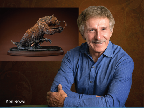 Ken Rowe Headshot of Ken Rowe with a bear sculpture.
